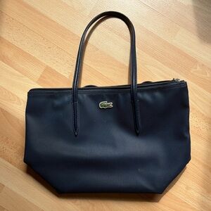 Lacoste Navy Blue Signature Croc Tote